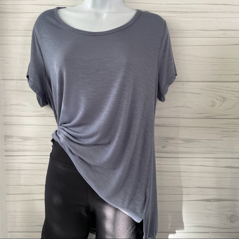 Causal light blue blouse.